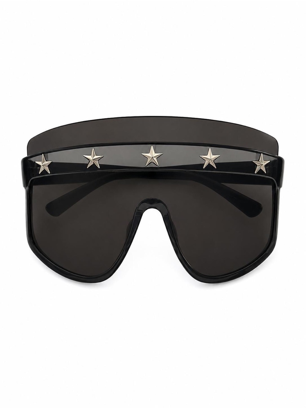 Black Star-Accent Shield Sunglasses